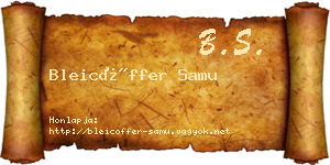 Bleicöffer Samu névjegykártya